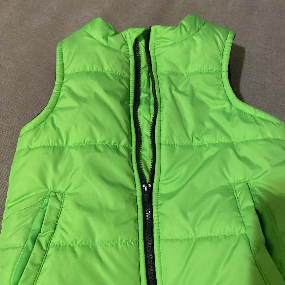 Toughskins Kids Puffed Green Vest-Lime green/fleece inside 3T